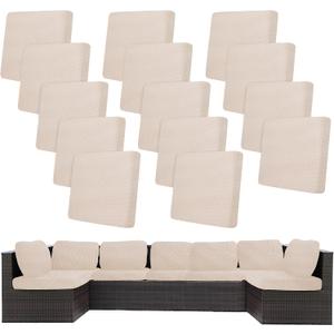 14Pcs Stretch Patio Cushion Covers,Outdoor Couch Covers Replacement,Outdoor Couch & Sofa Slipcovers,for Patio Furniture Cushion Covers,Washable Reusable Furniture Protector (Beige,Cover Only)