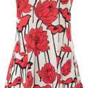 Wenrine Womens Summer Dresses Casual Floral V Neck Sleeveless Loose Boho Beach Tank Dress Sundress with Pockets (Small, Red)