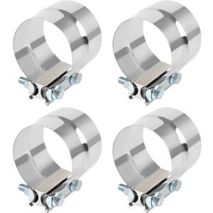 4 Pcs Universal 3.5 Inch Exhaust Clamp 3.5"Lap Joint Exhaust Band Clamp Stainless Sleeve Coupler For Mufflers Exhaust Pipe(4 PCS)