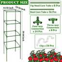ZeeDix 2 Pack Heavy Duty Tomato Cages for Garden 60 Inches, Square Adjustable Tomato Trellis Cage Climbing Plant Support Trellis Plant Cages for Climbing Vegetables Flowers with 20Pcs Clips