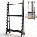 Leinuosen Large Floor Standing Sword Display Rack, Holds up to 10 Samurai Swords, 10-layer Katana Stand with 5 Holes for Long Weapons, for Collectors & Martial Arts Enthusiasts, Black HDF