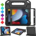 SUPLIK Kids Case for iPad 9th/8th/7th Generation -10.2 inch 2021/2020/2019, Built with Screen Protector, Durable Shockproof Handle Stand Case for Apple iPad Gen 9/8/7, Black