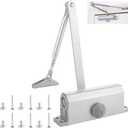 Automatic Door Closer for Home Adjustable Spring Hydraulic Door Closer Aluminum Finish Automatic Door Closing Commercial & Home Use for 45KG Middle-Weight Door (180 Degree Positioning)