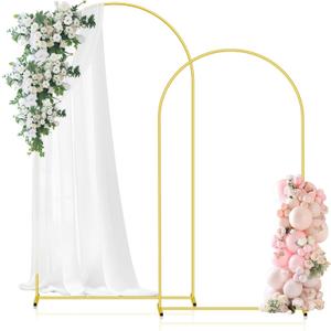 7.2FT+6.6FT Sturdy Metal Wedding Arch Backdrop Stand - Gold 2-Piece Wedding Arch Frame Set for Ceremonies, Birthdays, Graduations & Baby Showers Decor