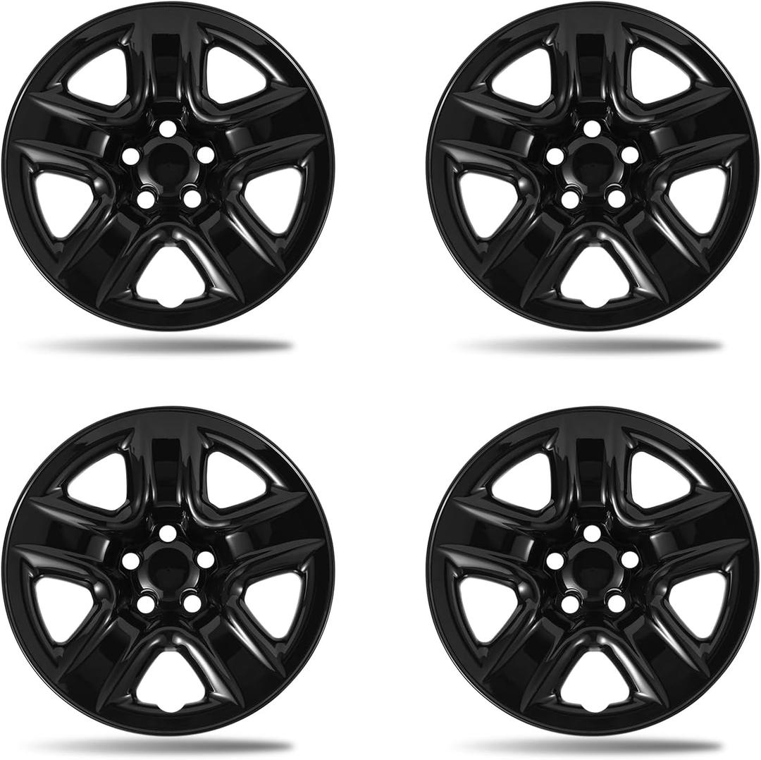 17 Inch Gloss Black Wheel Skins Compatible with 2006-2012 Toyota RAV4, Fits OEM 17" Stock Steel Wheels #42611-42200, #42611-0R020, Snap-On Rim Covers 4-Pack
