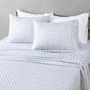 Amazon Basics Lightweight Microfiber 4-Piece Bed Sheet Set, Full, Aqua, Printed