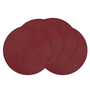 SHACOS Round Placemats Set of 4 for Dining Table 15 inch Round Braided Place Mats Washable Non Slip Kitchen Table Mats, Burgundy