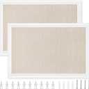 Colarr 2 Pcs Bulletin Board 30 x 20 Inch with Frame Decorative Large Wall Mounted Notice Pin Board with Push Pin for Home Office School Picture(White)