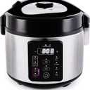 Yum Asia Kumo YumCarb Rice Cooker with Ceramic Bowl and Advanced Fuzzy Logic, (5.5 Cups, 1 Litre), 5 Rice Cooking Functions, 3 Multicooker Functions, 110V US Power (Light Stainless Steel)