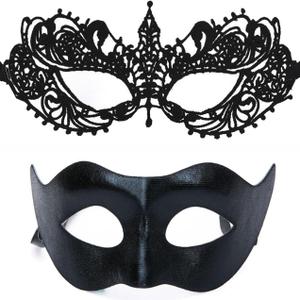 Couple Masquerade Lace Mask Set, Fit for Women and Men Venetian Halloween Masks