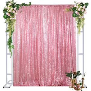 DUOBAO Sequin Backdrop, 4FTx8FT Pink Gold, Premium Material, No Seam, Elegant & Shiny, Customized Glitter Backdrop for Wedding, Party Decor