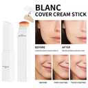 Cover Cream Stick, Color Changing Foundation Stick, Skin Matching Cover Cream with Medium to Full Coverage Dewy Finish Base Makeup, Dual-Ended with Detachable Brush (Medium)