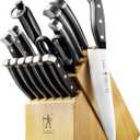 HENCKELS Statement Premium Quality 15-Piece Knife Block Set, Natural, Razor-Sharp, German Engineered Informed by 100+ Years of Mastery, Lightweight and Strong, Dishwasher Safe