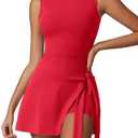 ATTRACO Tennis Dress Golf Outfits for Women Sleeveless Side Slit Active Dress Workout Romper Dresses, Size Small