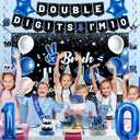 Holkcog 10th Birthday Decorations for Boys Girls, Black10th Birthday Banner, Blue Bruh I'M 10 BackdropHappy 10 Years Old Birthday Cake Topper Balloons Hanging Swirls Ten Party Supply