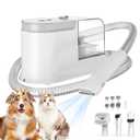 Dog Grooming Vacuum, Dog Grooming Kit with Pet Clipper Nail Grinder, 3 Suction Modes Dog Brush Vacuum with 6 Pet Grooming Tools (White)
