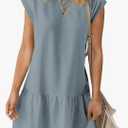 BLENCOT Womens Summer Dresses Casual Cap Sleeve Spring Ruffle Mini Sporty Sweatshirt Trendy Tshirt Dress, XL