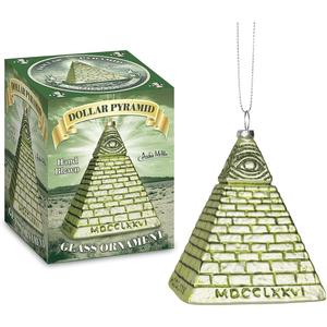 All Seeing Eye Dollar Pyramid Christmas Tree Ornament