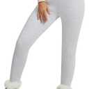 Sherpa Fleece Lined Leggings Women Winter Warm Thermal Tights Soft High Waist Thick Pants for Cold Weather (L)