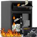 2.6 CUB Depository Drop Safe Fireproof, Front Drop Slot Lock Box with Digital Combination and Anti-Fishing, Silent Deposit Safe Box, Security Money Safe for Cash Slips Expense Business Office Home