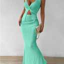 SOLY HUX Women's Two Piece Outfits Twist Front Halter Cami Tops and Skirt Summer Set (Green, XL)