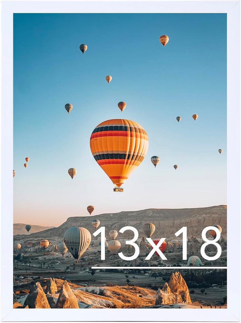 4 x JCJMY 13x18 Picture Frame White for Photo and Poster, Horizontal and Vertical Formats for Wall Hanging, 13 x 18 Wall Gallery Frame