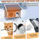 Rockever Heated Outdoor Cat House, 100% Weatherproof Heated Cat House for Outside Cats Winter with Heating Pad, Safe Escape Door and Clear Windows for 2 Cat
