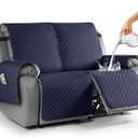 TAOCOCO Loveseat Recliner Cover Non-Slip Sofa Slipcover, Pet Cover for 2 Seat Recliner with Elastic Straps, Washable Reclining Loveseat Covers Recliner Furniture Protector (2 Seater, Dark Blue)