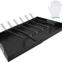 2 Piece Fireplace Tray Ash Pan,Adjustable Fireplace Tray for Up to 32" Fireplace Grates,Expandable Fireplace Ash Pan for Ash Collection,Large Trapezoid Stainless Steel,Fireplace Removable Ash Tray (Dark)