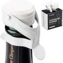 KLOVEO White Champagne Stopper - Made in Italy - Patented Seal - Durable Plastic WAF Bottle Stopper for Sparkling Wine, Prosecco, Cava