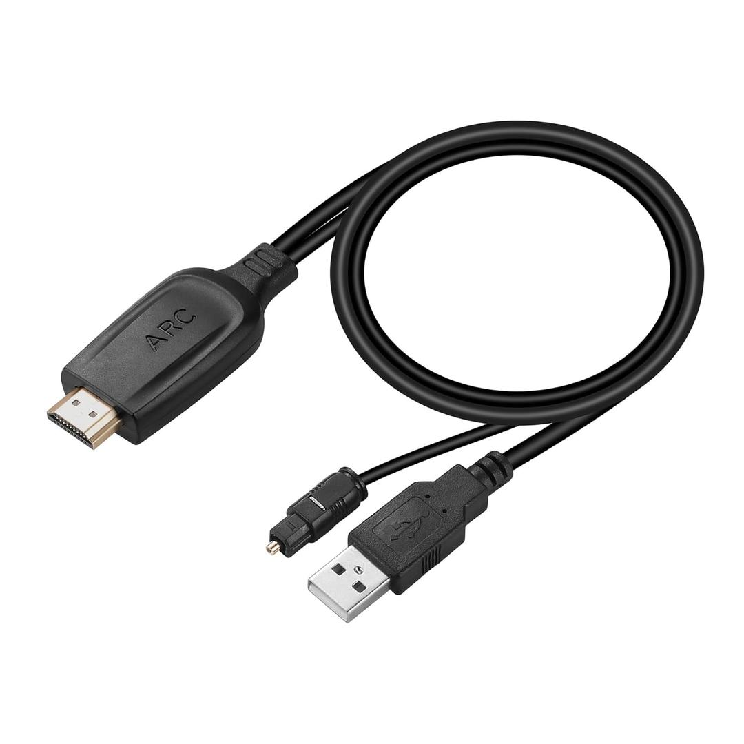 192KHz HDMI ARC to Optical Audio Converter for TV to Soundbar, Plug & Play 3.4ft/1.05m ARC to Optical Cable Audio Extractor Adapter Splitter for Sound System Speaker Home Theater Support Dolby/DTS 5.1