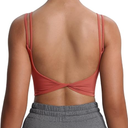 Aoxjox Women's Workout Sports Bras Fitness Yoga Crop Tank Twist Back Cami (Rust Red, XX-Small)