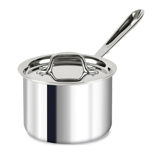 All-Clad D3 3-Ply Stainless Steel Sauce Pan with Lid 2 Quart, Induction, Oven Broiler Safe 600F, Multipurpose, Compatible w/ All Cooktops, For Restaurant or Home Kitchen, Pots & Pans, Cookware, Silver