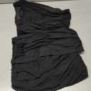 LAGSHIAN Women's Sexy Bodycon One Shoulder Sleeveless Ruched Midi Club Party Dress (Black, L)