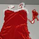 Floerns Women's 2 Piece Fuzzy Trim Lingerie Set Costume Velvet Santa Dress with Thong Red Small
