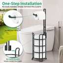 TomCare Toilet Paper Holder Toilet Paper Stand and Dispenser for 3 Spare Rolls Metal Wire Free-Standing Toilet Tissue Paper Roll Storage Shelf Bathroom Accessories Storage Organizer Black
