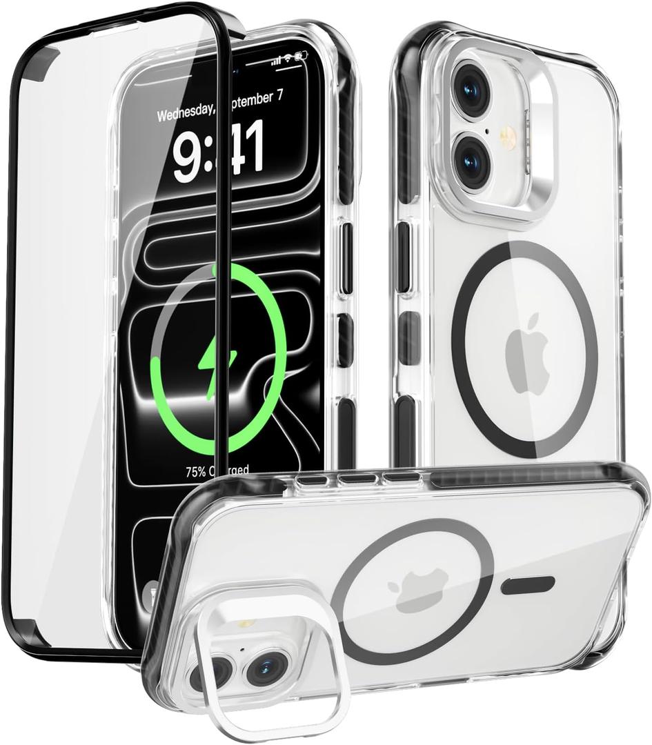 Magnetic for iPhone 17 Case, Built-in Screen Protector Black