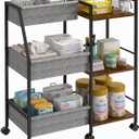 Baby Diaper Caddy Organizer Cart, 3-Tier Rolling Wheels Cart with Dividers and Shelves, Bedside Utility Cart for Nursery Essentials, Large Capacity Mobile Storage Cart for Crib, Bedroom (Grey)