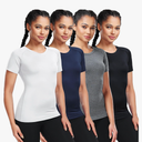 CADMUS 3/4/5 Pack Women's Compression Shirt Running Athletic T-Shirts Workout Tops Baselayer Short Sleeve Yoga Gym Sports. Size M