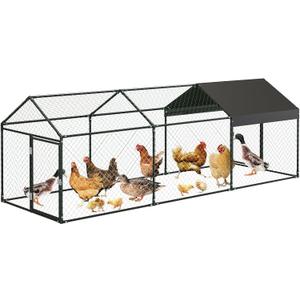 120"x40"x40" Large Chicken Coop, 3 Compartments Chicken Run with 2 Doors & Waterproof Cover, Walk in Poultry Cage for Hen, Rabbit, Duck, Goose, Black