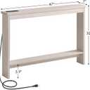 Console Table with Power Outlet and USB Port, 47" Long Behind Couch Table with Charging Station, Narrow Sofa Table for Entryway, Living Room, Foyer, Hallway, White Oak Grey, 47”W x 7”D x 32”H