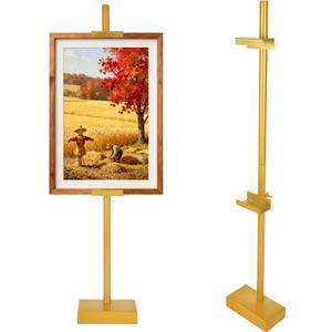 Adjustable Tabletop Desktop Easel Stand, Carbon Steel Picture Frame Desk Table Top Stand Up to 29.5" H Art Display Easel Support Holder for Photos Paintings and Canvases (Gold)