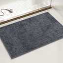 YIHOUSE Bath Mat Non Slip Small Absorbent Quick Dry Bath Mat for Bathroom Floor Thin Bathroom Rugs Fit Under Door Washable Low Pile for Sink, Grey 16"x24"