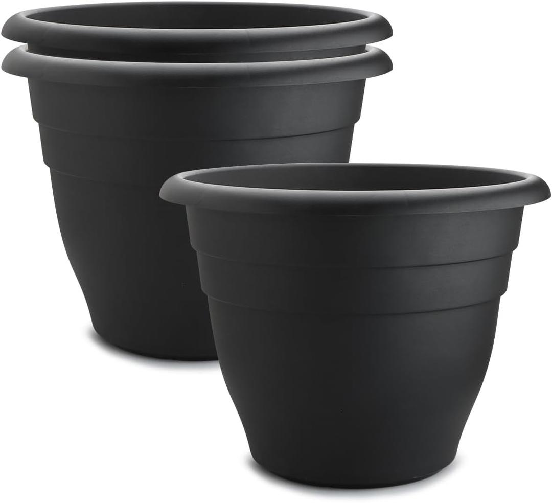 RooTrimmer 3 Pack 20 Inch Large Plant Pots for Outdoor,Heavy Duty Extra Large Deep Garden Planter with Drainage Holes,Sturdy Textured Black Flower Pot for Trees,Shrubs,Patio,Lawn