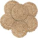 13.8" Corn Husk Woven Round Placemats Set of 6 - Wicker Boho Farmhouse Placemats - Rattan Table Mats for Dining Table, Wedding, Home