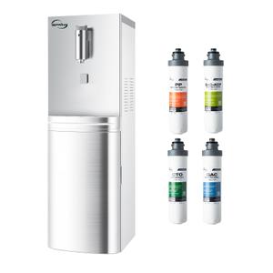 iSpring DSBL4 Dual-Source Water Cooler Dispenser – Bottom Loading & Direct Line, 4-Stage Water Filter, Hot / Cold / Room Temp
