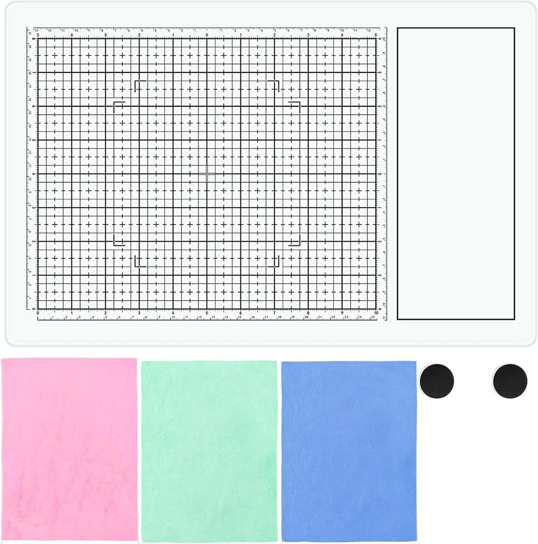 Glass Craft Mat for Crafting Measuring Painting Work Magnetic Cutting Media Mat for Crafts Tempered Glass Crafting Surface for Cutting Stamping Mixed Media Heat Embossing and Hot Glue Projects, White