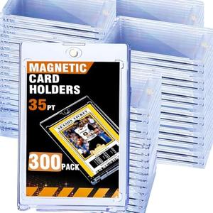 XccMe 300ct Magnetic Card Holder for Trading Cards,35pt One Touch Card Holder,UV Protectors Hard Plastic,Display Card Case,Baseball Cards Holder for Sports,Football,Game,MTG (300 PACK)