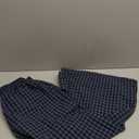 ELLEVEN Womens Cotton Linen Gingham Pants, Elastic Waist Flowy Wide Leg Plaid Capris Palazzo Trousers (Large, Black)