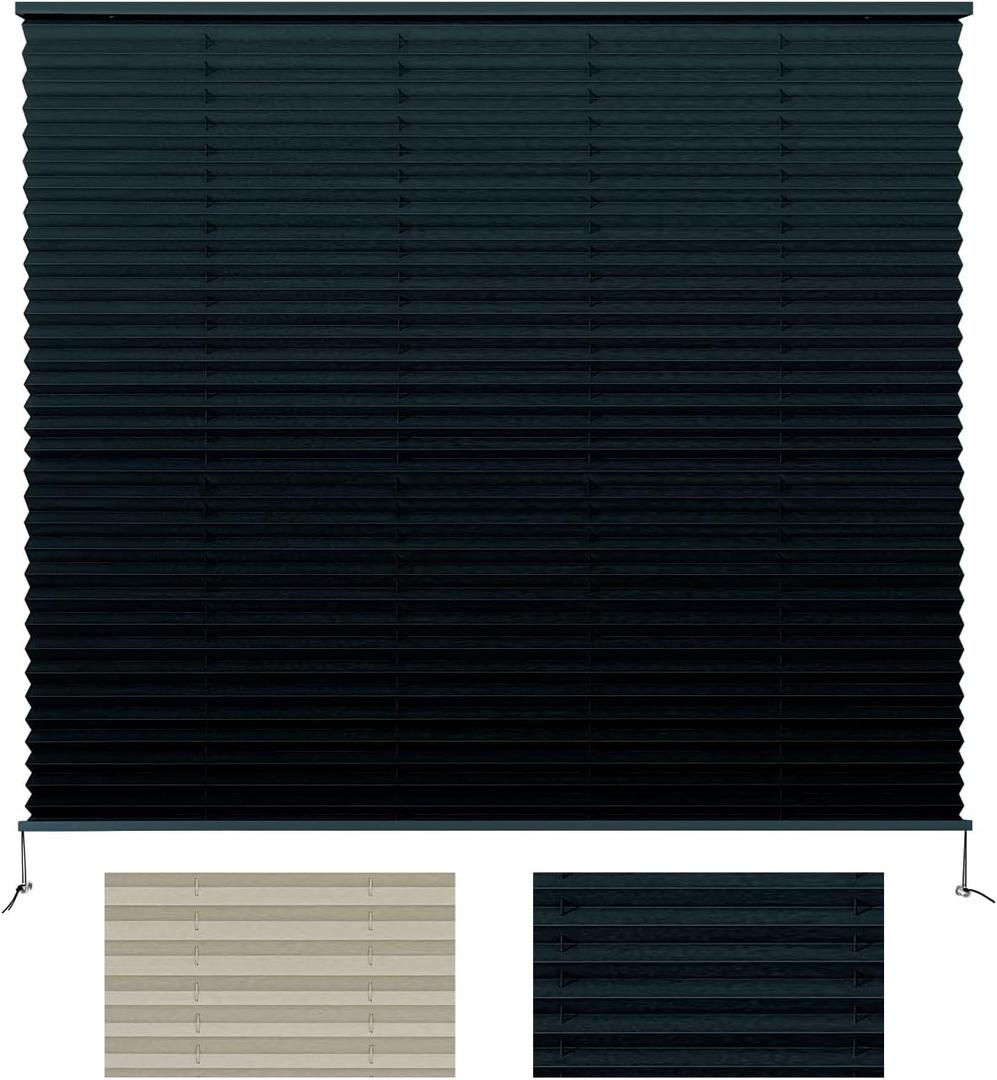RV Blinds,RV Pleated Shades,RV Window Shades,Camper Blinds,RV Window Blinds for RV Camper Travel Trailers Motorhome's Window 32" W x 24" L Black